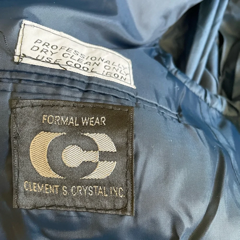 Vintage Men’s Blazer Clement S Crystal Inc Formal Wear 43 Wedding Long Blue EUC